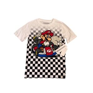 Mario Kart Kids T-Shirt Super Mario Nintendo Graphic White Size L 10 12 NEW NWT